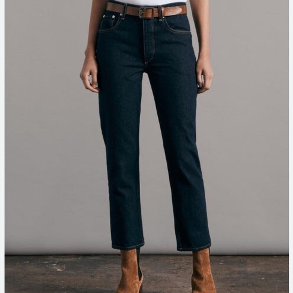 Rag & Bone Nina High Rise Ankle Cigarette Jeans Dark Wash 25 Retro Coastal